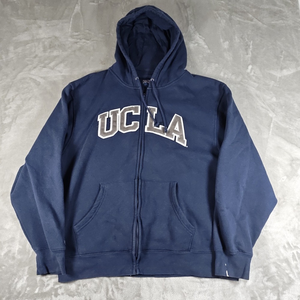 Vintage UCLA Bruins Hoodie Mens XL Blue Jansport Full Zip Spellout Logo 90s NCAA